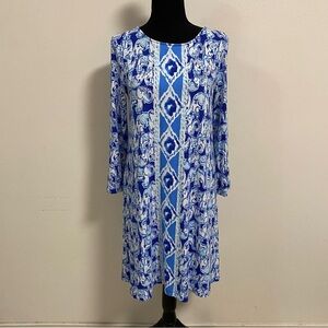 Lilly Pulitzer Dress Women’s Size Medium Blue White Get Trunky Elephant Ophelia